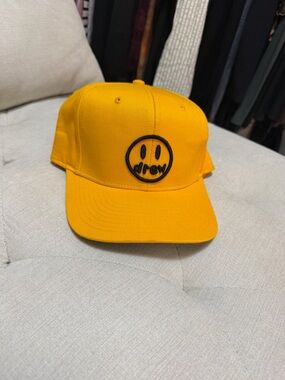 drew house Kids Bright Yellow Smiley Cap with Black Embroidery -never worn-